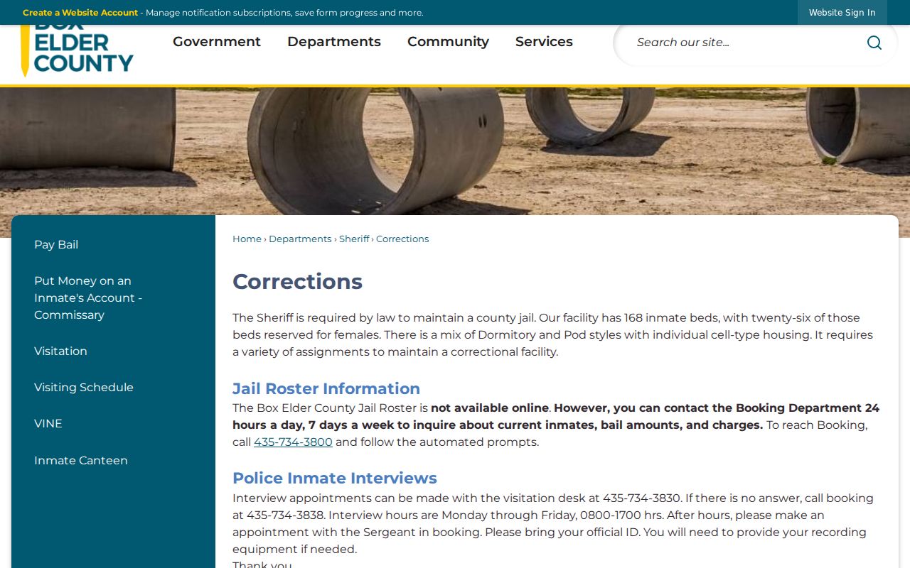 Box Elder County criminal booking and jail records information