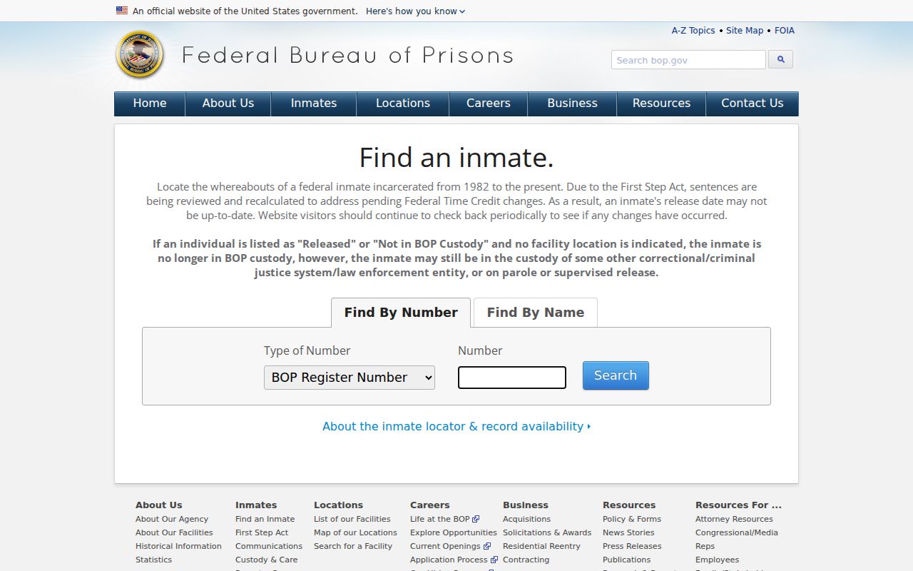 Federal inmate locator separate from Box Elder County criminal court cases